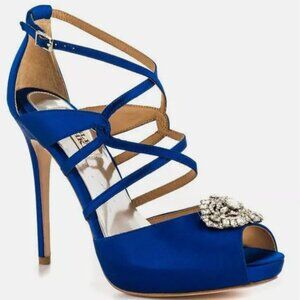Badgley Mischka Blue Sapphire Strappy Fischer Platform High Heel Pump Size 8.5M